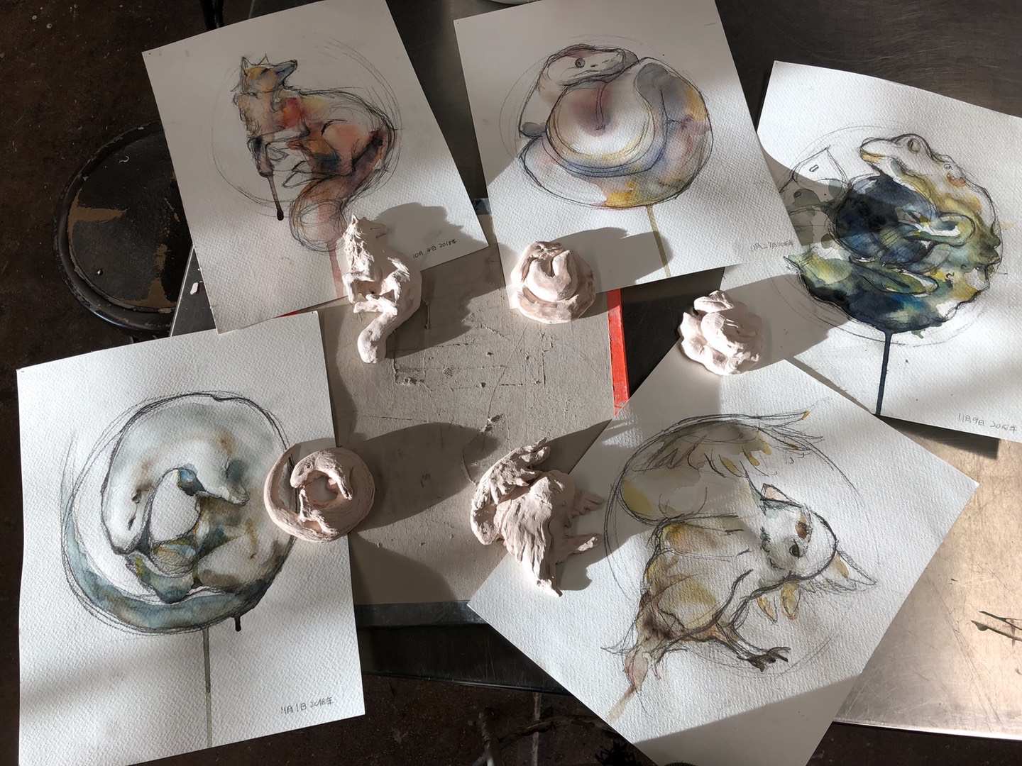 Watercolors and Sculptures